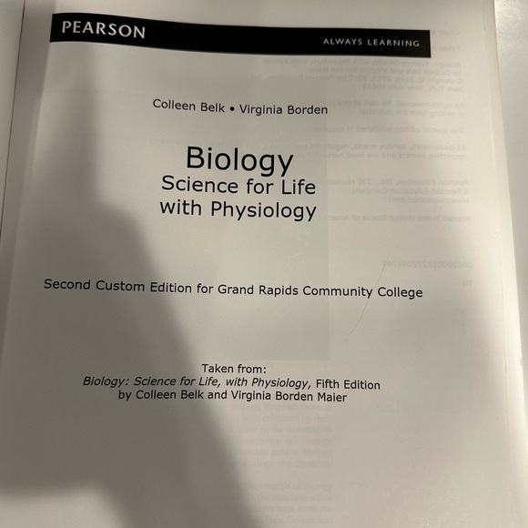 Biology Science for Life with Physiology Belk/Borden 2nd Ed. GRCC Comm College - Picture 11 of 15